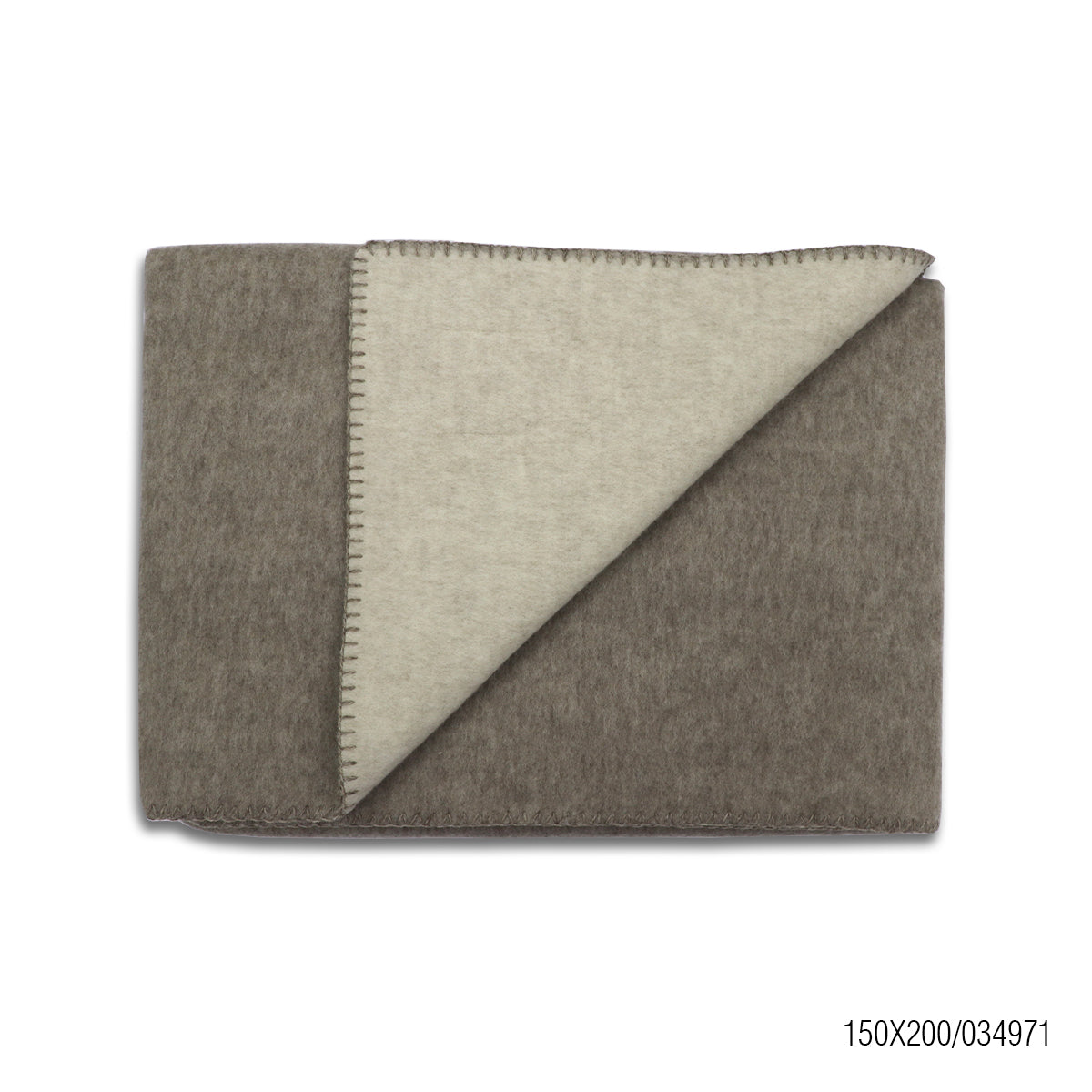 A high-quality sheep and yak wool blanket in a brown and beige dual tone, neatly folded to showcase its soft texture, premium stitching, and elegant craftsmanship.