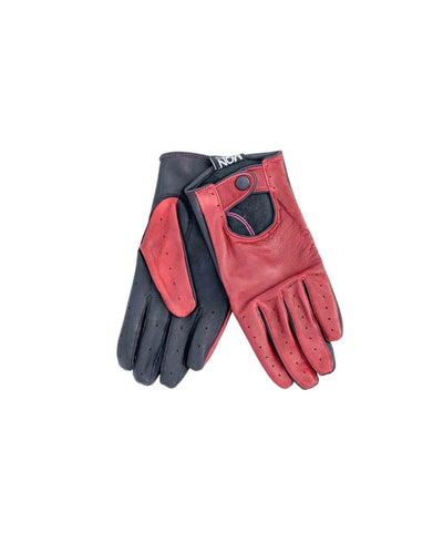 Dual-tone Leather Gloves Red and black for Men