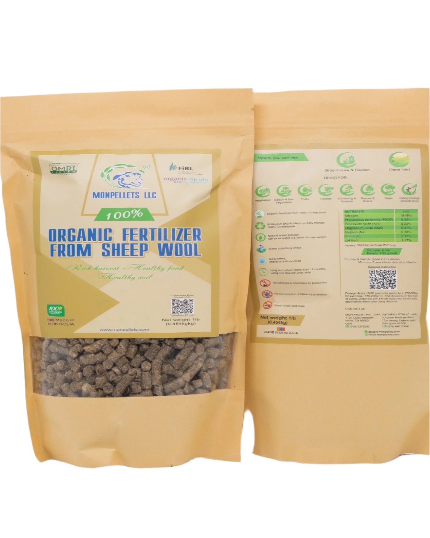 Monpellets Organic Fertilizer from Sheep Wool