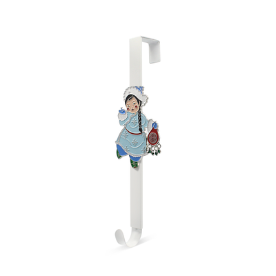 "Mongolian Snow Maiden door hanger with vibrant colors and traditional design, perfect for holiday decorations."