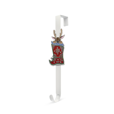"Mongolian Reindeer door hanger with vibrant colors and traditional design, perfect for holiday decorations."