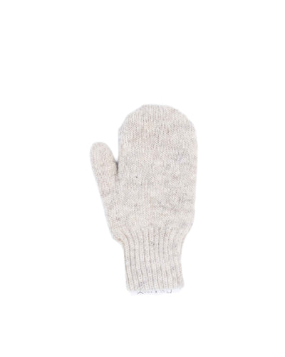 light beige wool mitten for kids with a soft and cozy design, featuring a ribbed cuff for a snug fit.