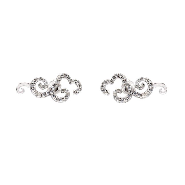 925 sterling silver, 14k white gold plating, zircon, cloud design stud earring.
