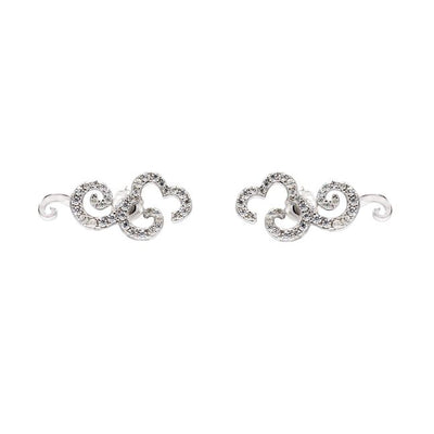 925 sterling silver, 14k white gold plating, zircon, cloud design stud earring.