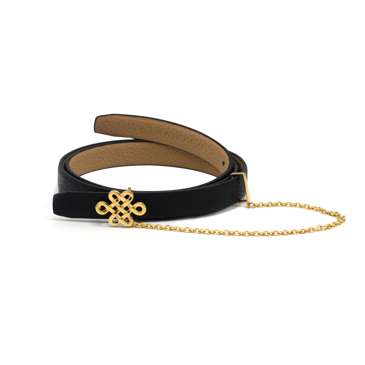 ULZII Women's Reversible Belt, Black and Beige