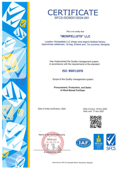 Monpellets Organic Fertilizer from Sheep Wool